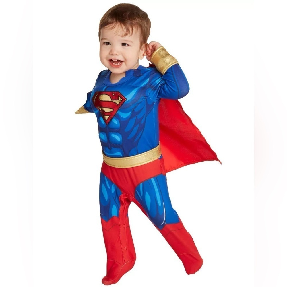 DC SUPERMAN INFANT COSTUME- SIZE 0-6 MONTHS (NEW WITH TAGS) A